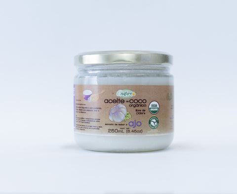 Aceite de Coco orgánico con Escencia de Ajo 250 ml
